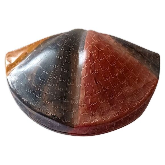 Soapstone Shell Trinket Box Dish Lidded Scallop Seashell Hand Carved Beachy Vtg - Picture 6 of 16